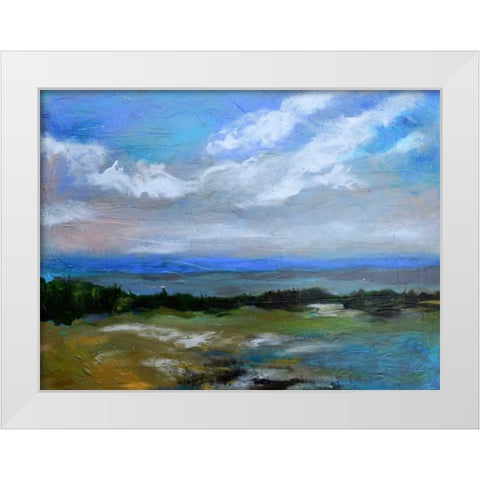 Beach and Sky I White Modern Wood Framed Art Print by Fields, Karen