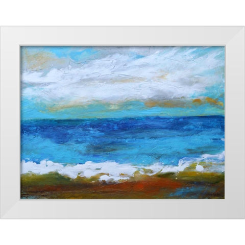 Beach and Sky II White Modern Wood Framed Art Print by Fields, Karen