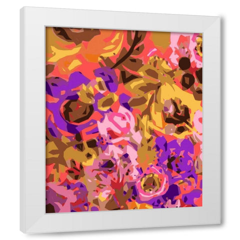 Warm Abstract Floral I White Modern Wood Framed Art Print by Fields, Karen