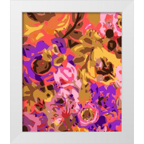 Warm Abstract Floral I White Modern Wood Framed Art Print by Fields, Karen