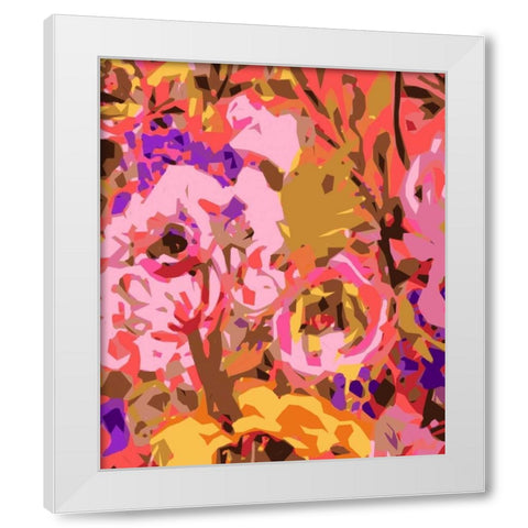 Warm Abstract Floral II White Modern Wood Framed Art Print by Fields, Karen