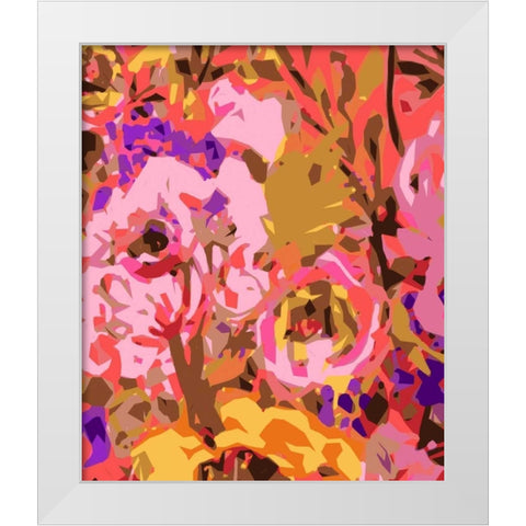 Warm Abstract Floral II White Modern Wood Framed Art Print by Fields, Karen