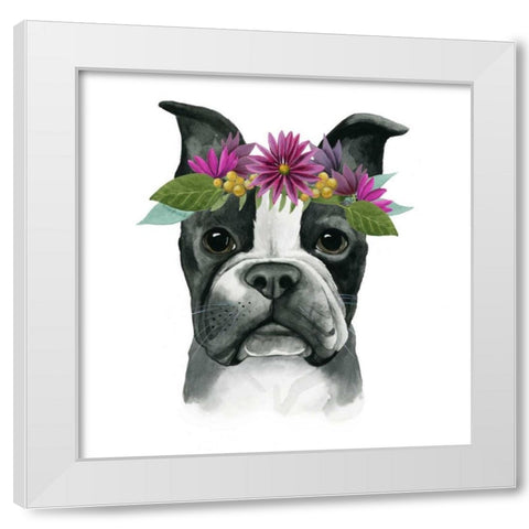 Flower Crown Pup II White Modern Wood Framed Art Print by Popp, Grace