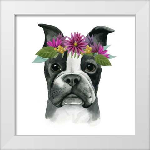 Flower Crown Pup II White Modern Wood Framed Art Print by Popp, Grace