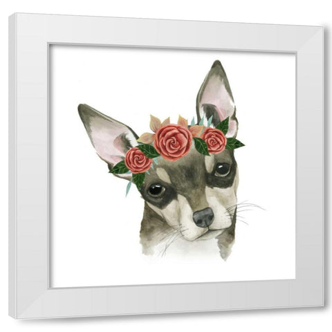 Flower Crown Pup III White Modern Wood Framed Art Print by Popp, Grace