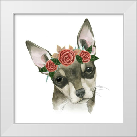 Flower Crown Pup III White Modern Wood Framed Art Print by Popp, Grace