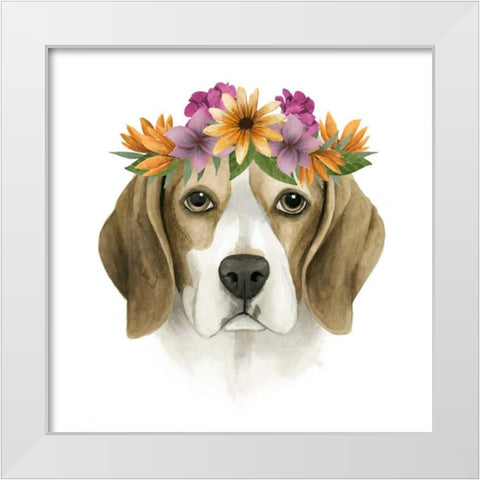 Flower Crown Pup IV White Modern Wood Framed Art Print by Popp, Grace