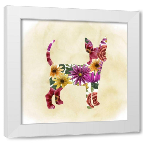 Flower Power Pup I White Modern Wood Framed Art Print by Popp, Grace