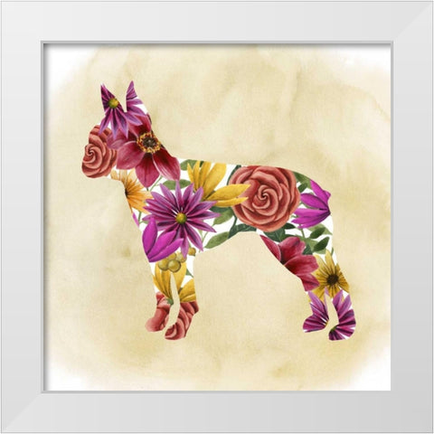 Flower Power Pup II White Modern Wood Framed Art Print by Popp, Grace