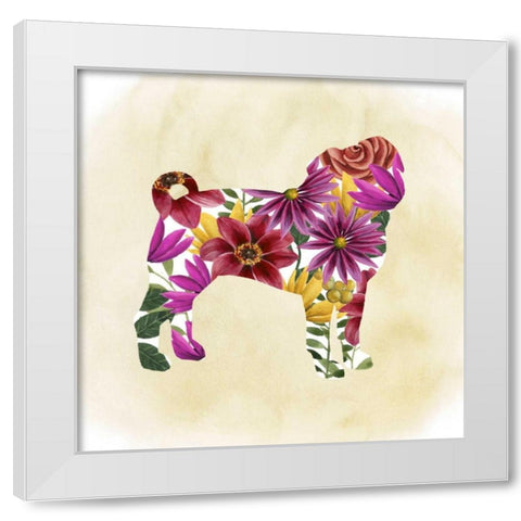 Flower Power Pup III White Modern Wood Framed Art Print by Popp, Grace