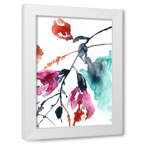 Hanging Fuchsia II White Modern Wood Framed Art Print by Goldberger, Jennifer