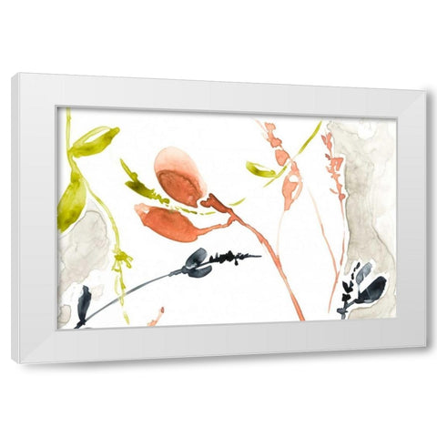 Coral and Navy I White Modern Wood Framed Art Print by Goldberger, Jennifer