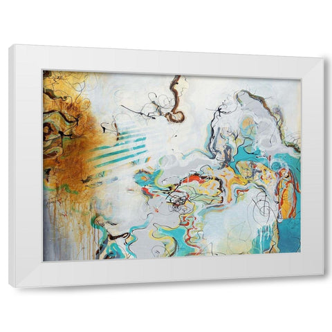 Playful Banter White Modern Wood Framed Art Print by Drotar, Rikki