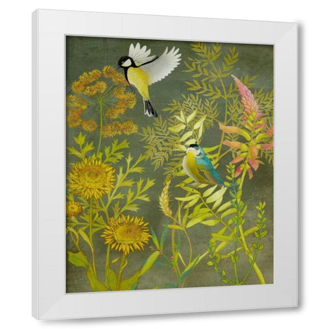 Birding I White Modern Wood Framed Art Print by Zarris, Chariklia