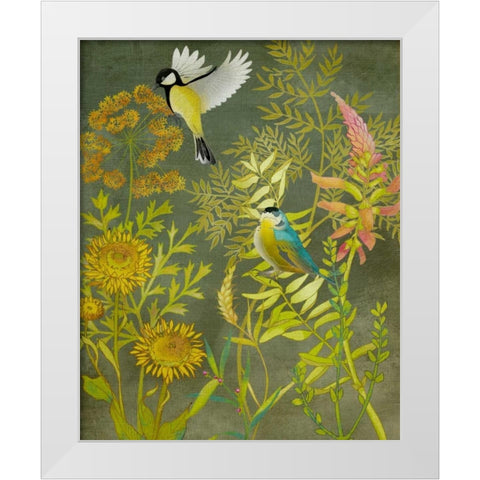 Birding I White Modern Wood Framed Art Print by Zarris, Chariklia