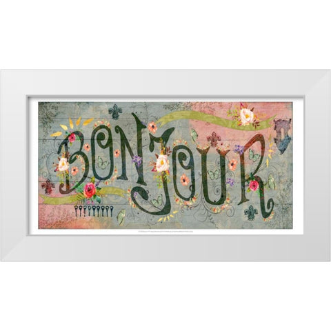 Bonjour White Modern Wood Framed Art Print by Lloyd, Sandy
