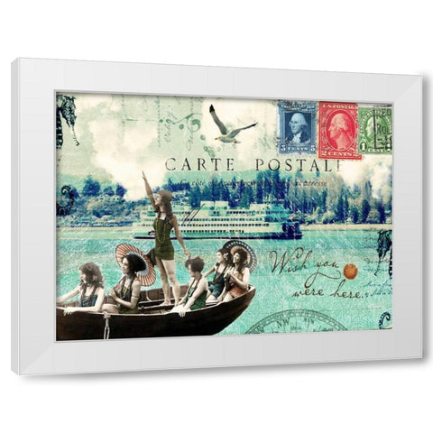 Wish You Were Here White Modern Wood Framed Art Print by Lloyd, Sandy