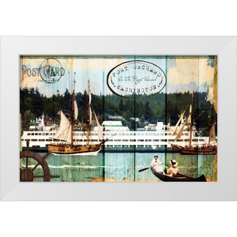 Tall Ships on the Sound White Modern Wood Framed Art Print by Lloyd, Sandy