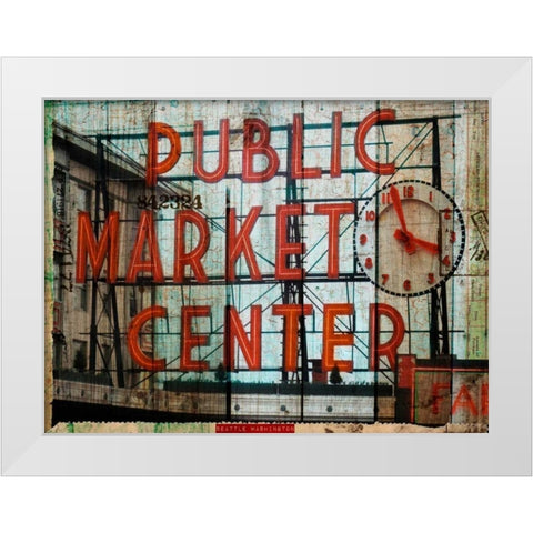 Public Market White Modern Wood Framed Art Print by Lloyd, Sandy