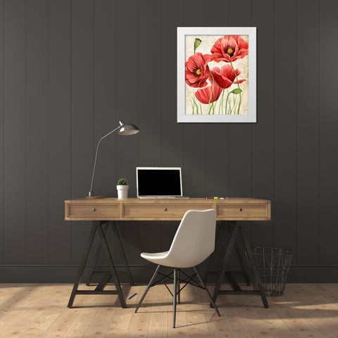 Poised Poppy I White Modern Wood Framed Art Print by Popp, Grace