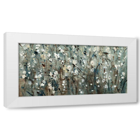 White Blooms with Navy II White Modern Wood Framed Art Print by OToole, Tim