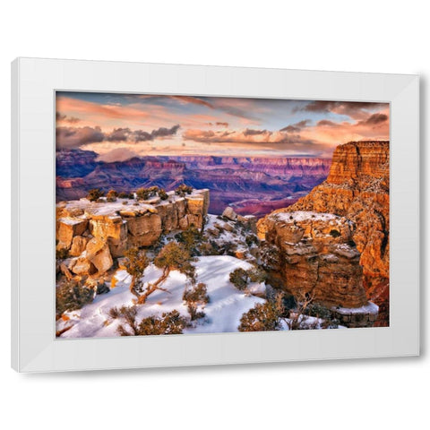 Snowy Grand Canyon V White Modern Wood Framed Art Print by Drost, David