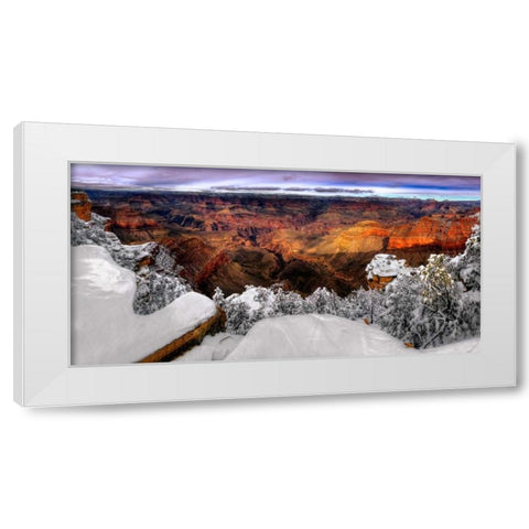 Snowy Grand Canyon VII White Modern Wood Framed Art Print by Drost, David