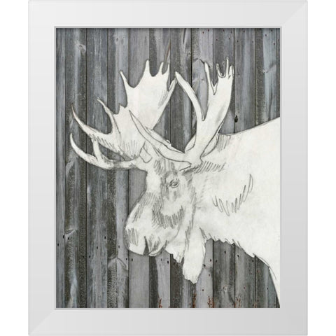 Barnwood Lodge Sketch I White Modern Wood Framed Art Print by Goldberger, Jennifer