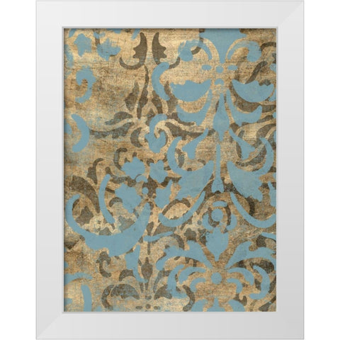 Damask Over Gold I White Modern Wood Framed Art Print by Goldberger, Jennifer
