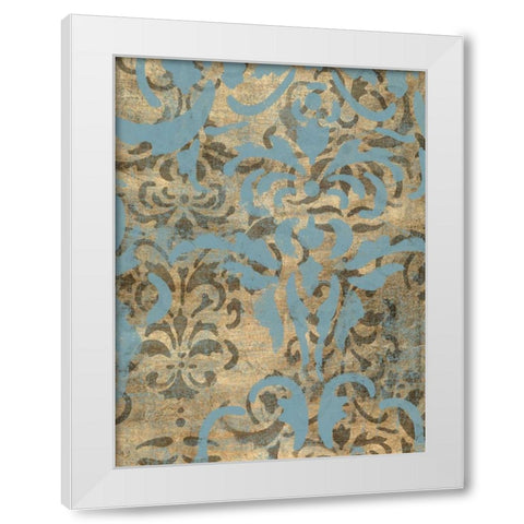 Damask Over Gold II White Modern Wood Framed Art Print by Goldberger, Jennifer