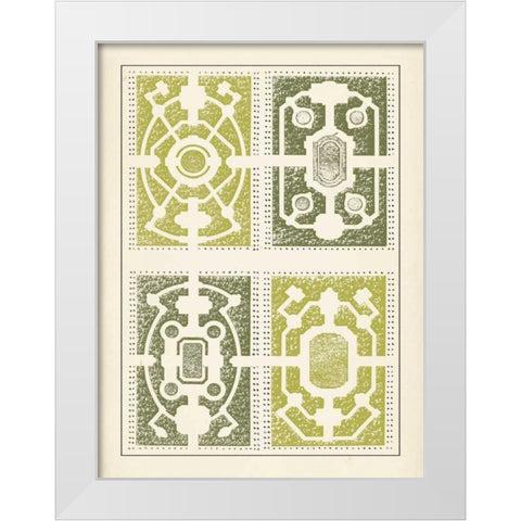 Green Garden Maze II White Modern Wood Framed Art Print by Blondel, J.F.