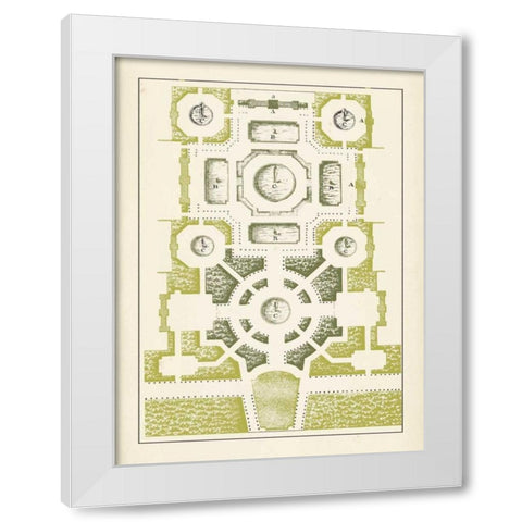 Green Garden Maze III White Modern Wood Framed Art Print by Blondel, J.F.