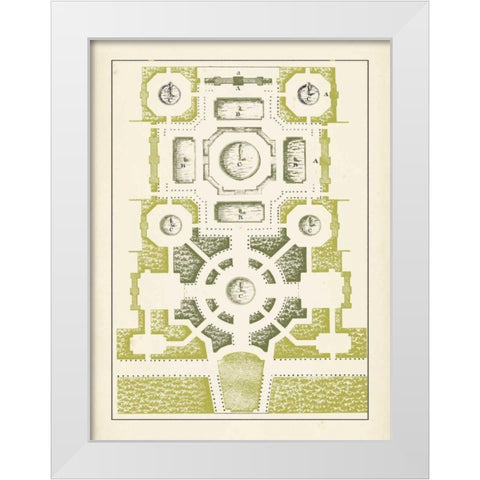 Green Garden Maze III White Modern Wood Framed Art Print by Blondel, J.F.