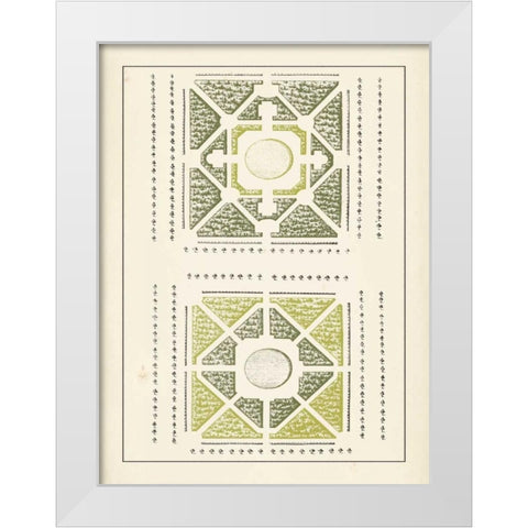 Green Garden Maze IV White Modern Wood Framed Art Print by Blondel, J.F.