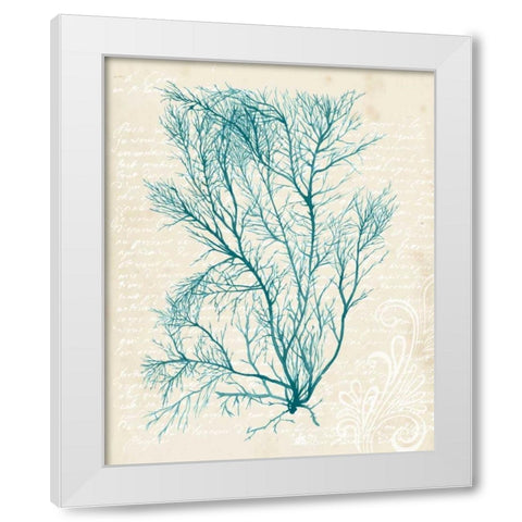 Teal Seaweed II White Modern Wood Framed Art Print by Popp, Grace
