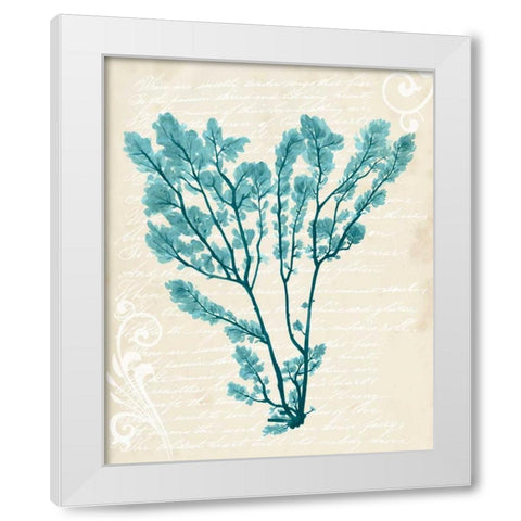 Teal Seaweed V White Modern Wood Framed Art Print by Popp, Grace