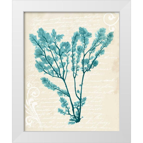 Teal Seaweed V White Modern Wood Framed Art Print by Popp, Grace