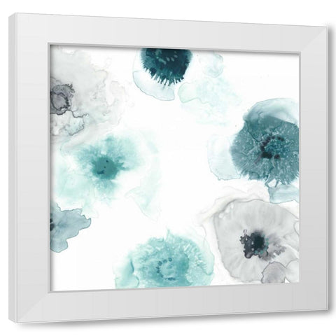 Floating Indigo III White Modern Wood Framed Art Print by Vess, June Erica