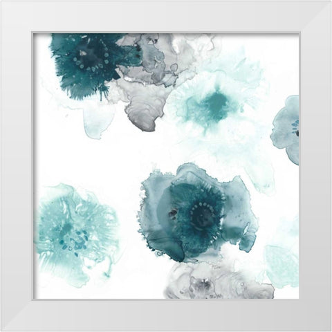 Floating Indigo IV White Modern Wood Framed Art Print by Vess, June Erica