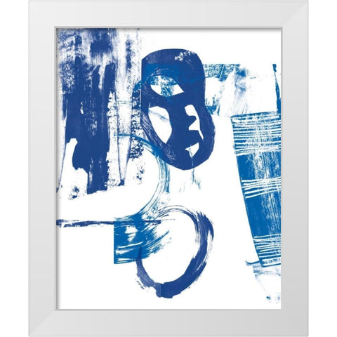 Blue Scribbles II White Modern Wood Framed Art Print by Vision Studio