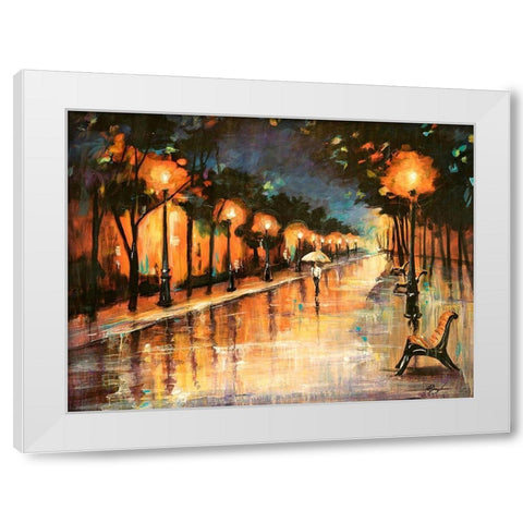 Halos In The Rain White Modern Wood Framed Art Print by Douglass, Farrell