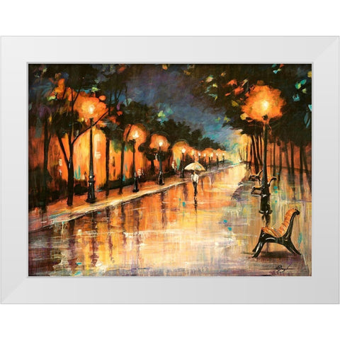 Halos In The Rain White Modern Wood Framed Art Print by Douglass, Farrell