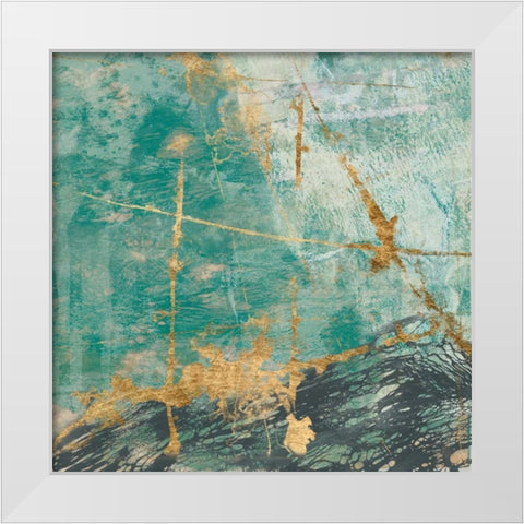 Teal Lace II White Modern Wood Framed Art Print by Goldberger, Jennifer