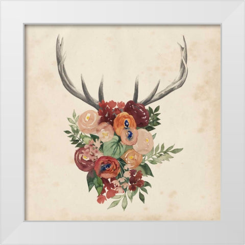 Flower Antlers II White Modern Wood Framed Art Print by Popp, Grace