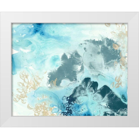 Aqua Wave Form I White Modern Wood Framed Art Print by Vess, June Erica