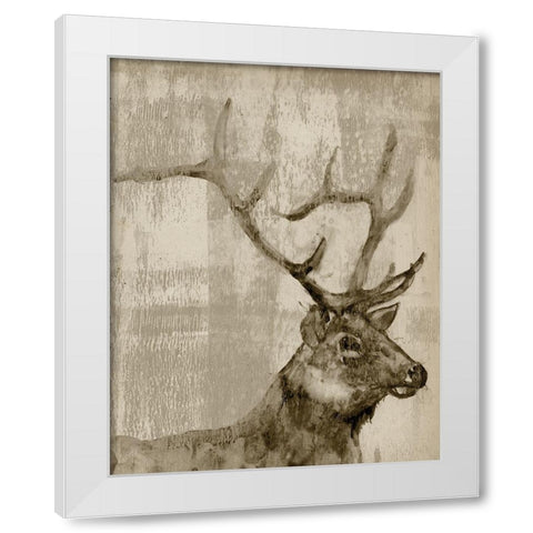 Sepia Elk White Modern Wood Framed Art Print by Goldberger, Jennifer