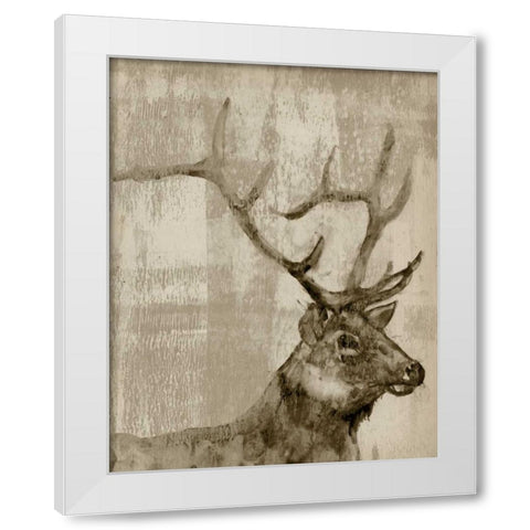 Sepia Elk  White Modern Wood Framed Art Print by Goldberger, Jennifer