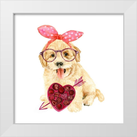 Valentine Puppy IV White Modern Wood Framed Art Print by Wang, Melissa