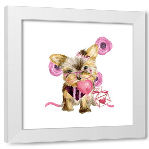 Valentine Puppy VI White Modern Wood Framed Art Print by Wang, Melissa