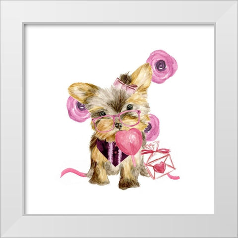 Valentine Puppy VI White Modern Wood Framed Art Print by Wang, Melissa